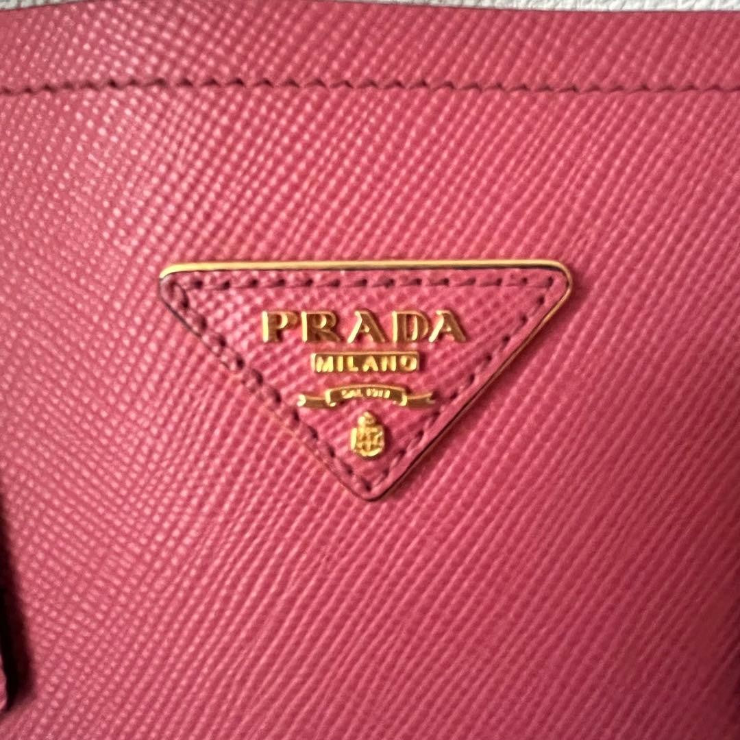 PRADA Prada Saffiano Bag Cuir Triangle Logo Pink #QYDIP9