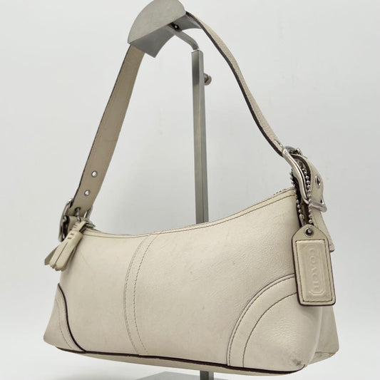 COACH One-Shoulder Bag Accessory Pouch Leather White #QY5KVA