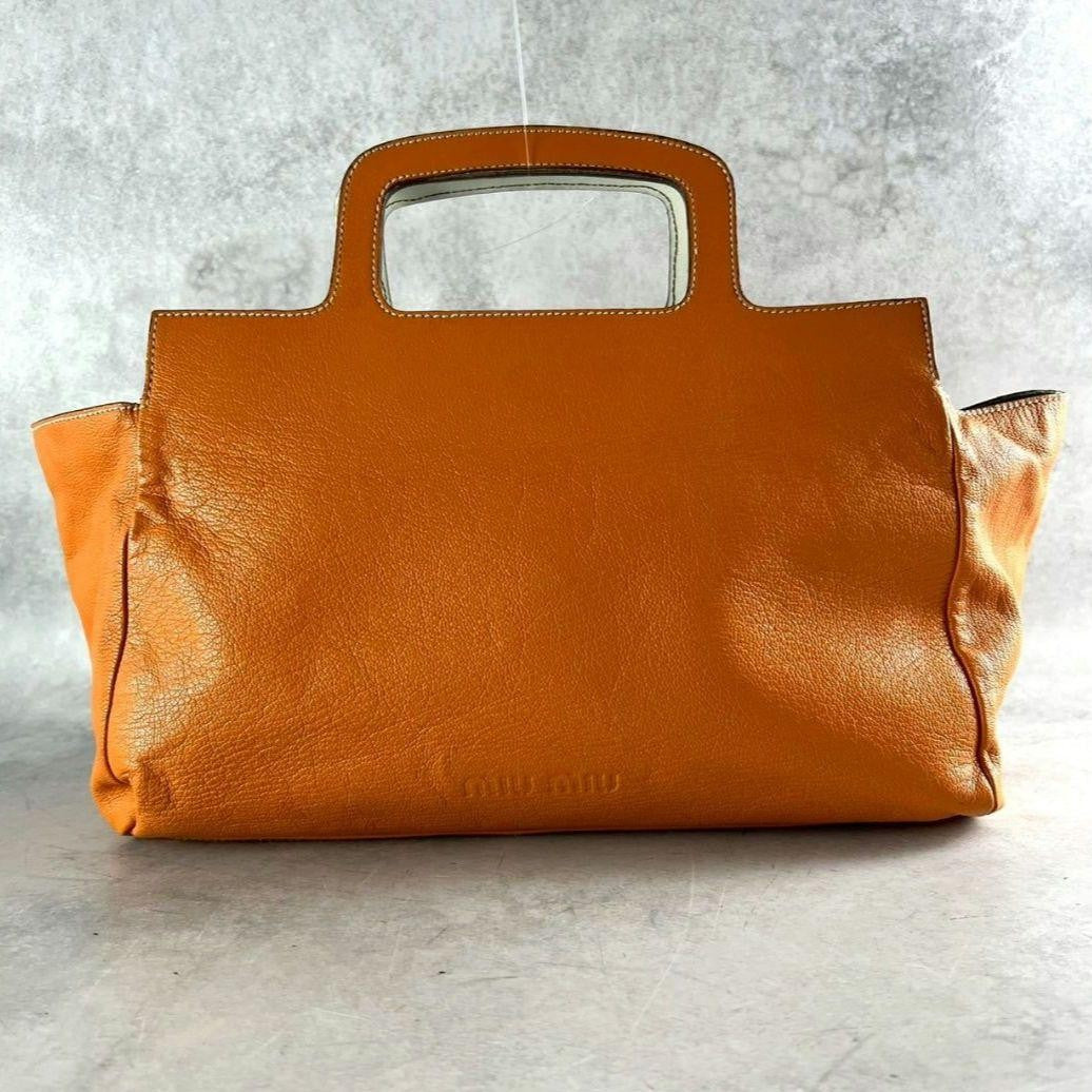 Y2K archive Miu Miu handbag, leather, orange #QYC0FM