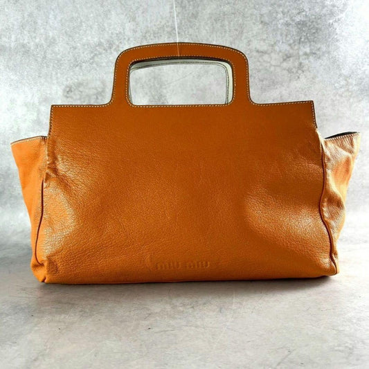 Y2K archive Miu Miu handbag, leather, orange #QYC0FM