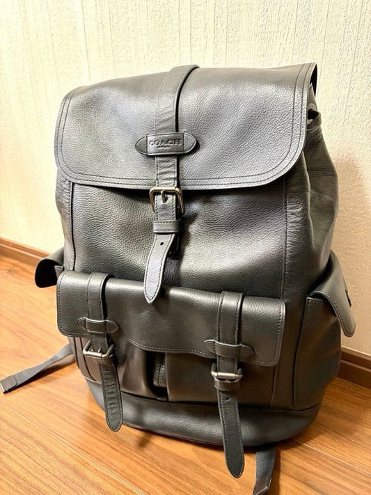 COACH Black High Genuine Leather Backpack #QYINQQ