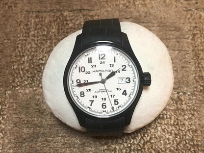 Swiss Hamilton Khaki Field Automatic Watch with Winding Rubber Strap #PGELWU