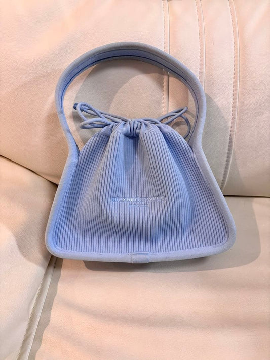 ALEXANDER WANG Ryan Small Rib Knit Bag Light Blue Hard to Find Color 2024 #QYFHXX