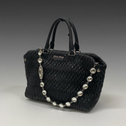 MIU MIU Matelass? handbag, black leather Women #QY1QWJ