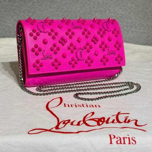 Christian Louboutin Paloma Wallet on Chain Bolerose Pink H11 W19 Women #QY85AX