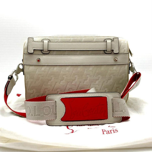 CHRISTIAN LOUBOUTIN Loubitown Beige Shoulder Bag 80302, White, Leather #QY3UYE