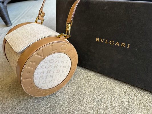 BVLGARI cylindrical handbag in beige #QYAB4G