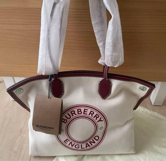 BURBERRY logo canvas handbag White Women #QY9X1K