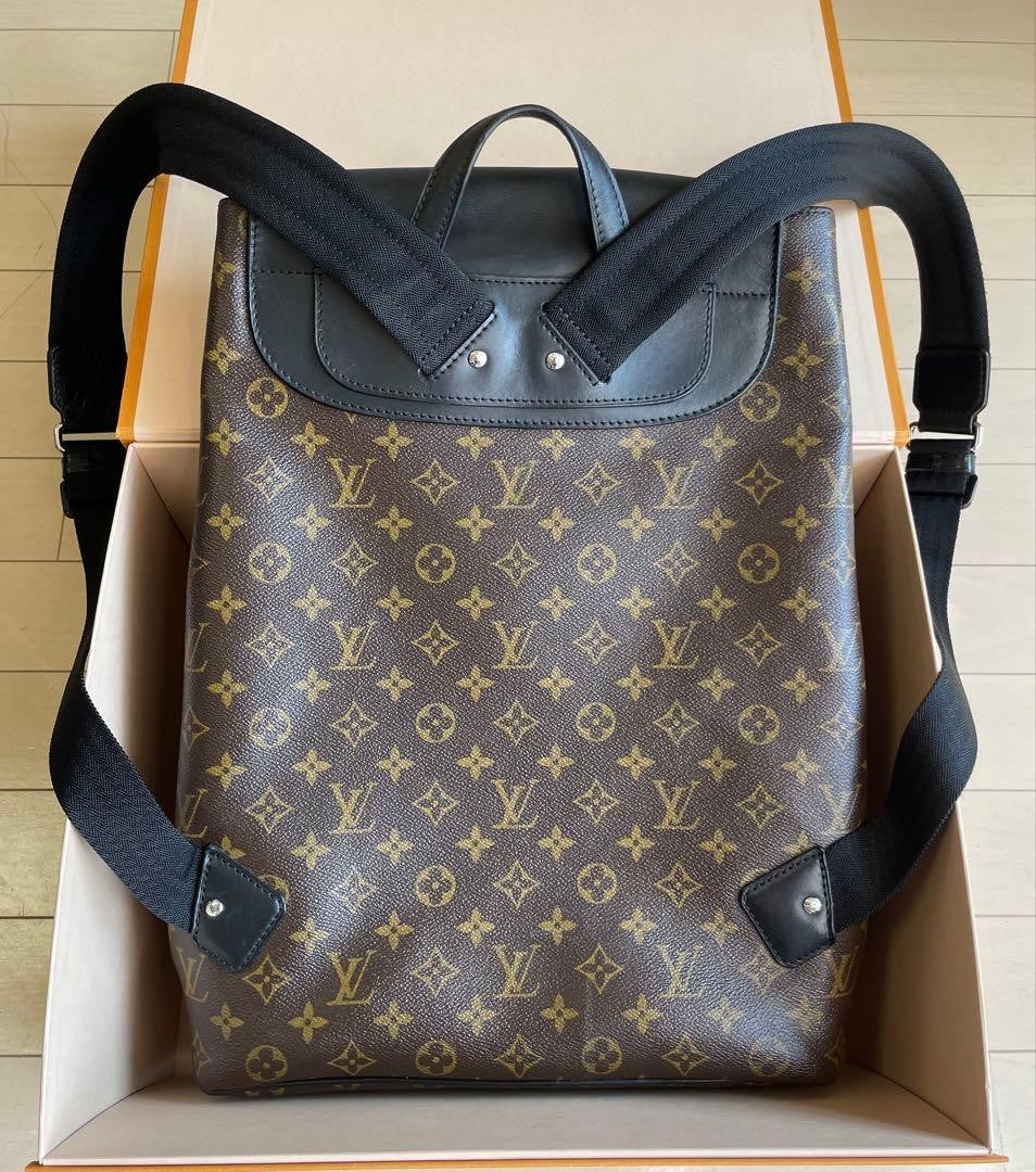 LOUIS VUITTON Parc Backpack Monogram Macassar Flap Buckle #QYKL19