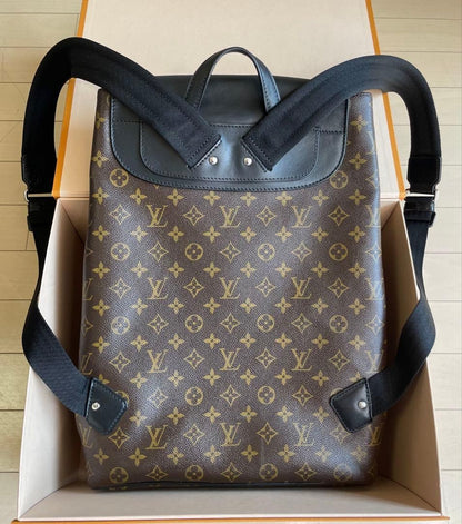 LOUIS VUITTON Parc Backpack Monogram Macassar Flap Buckle #QYKL19