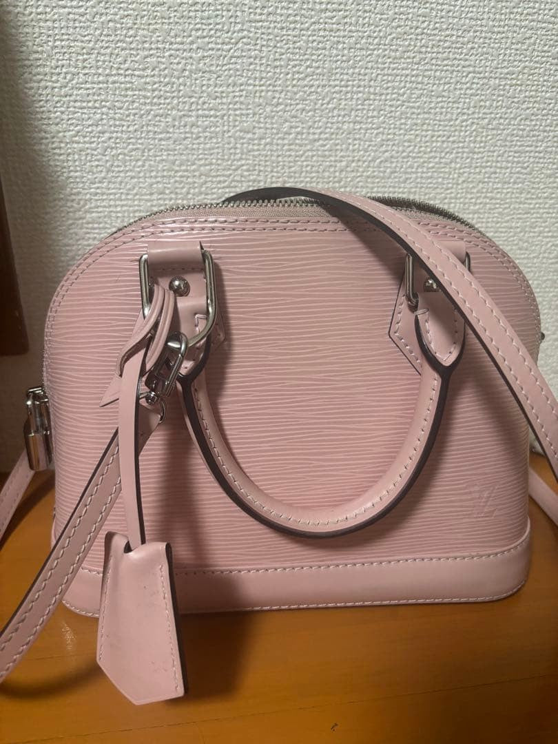 LOUIS VUITTON Alma BB Rose Ballerine 2-Way Handbag #QYG37O
