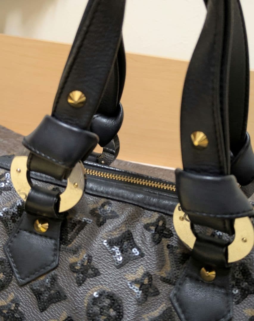 LOUIS VUITTON Monogram Eclipse Speedy 30 Handbag with Sequins #QY9W83