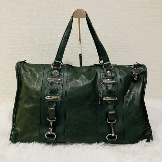 BALENCIAGA The Box Leather Boston Bag Green #QYL9PI