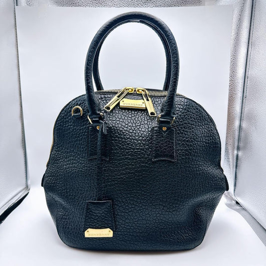 Burberry Leather 2-Way Handbag/Shoulder Bag, Black, Large Capacity #QYH6DZ