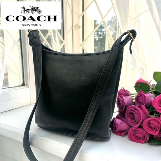 COACH Old Coach Shoulder Bag, Black Leather #QYF0AN