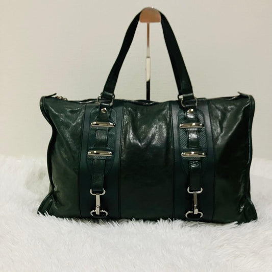 BALENCIAGA The Box Leather Boston Bag Green #QYL9PI