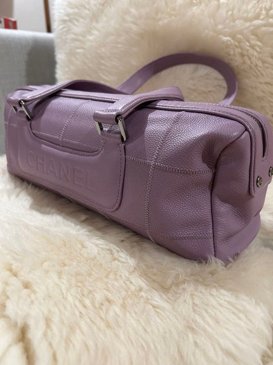 CHANEL Chocolate Bar Handbag Gray Leather Women #QY4I66