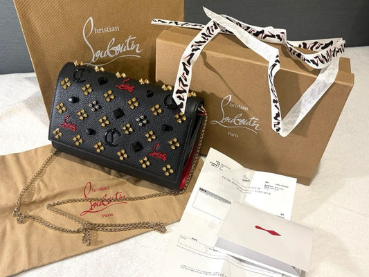 Christian Louboutin Paloma Chain Clutch, Black and Red, Mult #QYG2RO