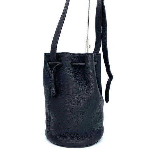 COACH Old Coach Shoulder Bag, Drawstring, Leather, Black #QYAB12