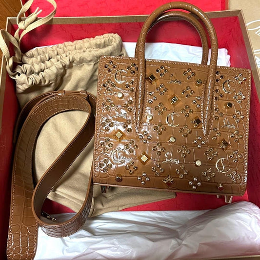 CHRISTIAN LOUBOUTIN Paloma mini Brown Croco-embossed Leather #QY4XKR