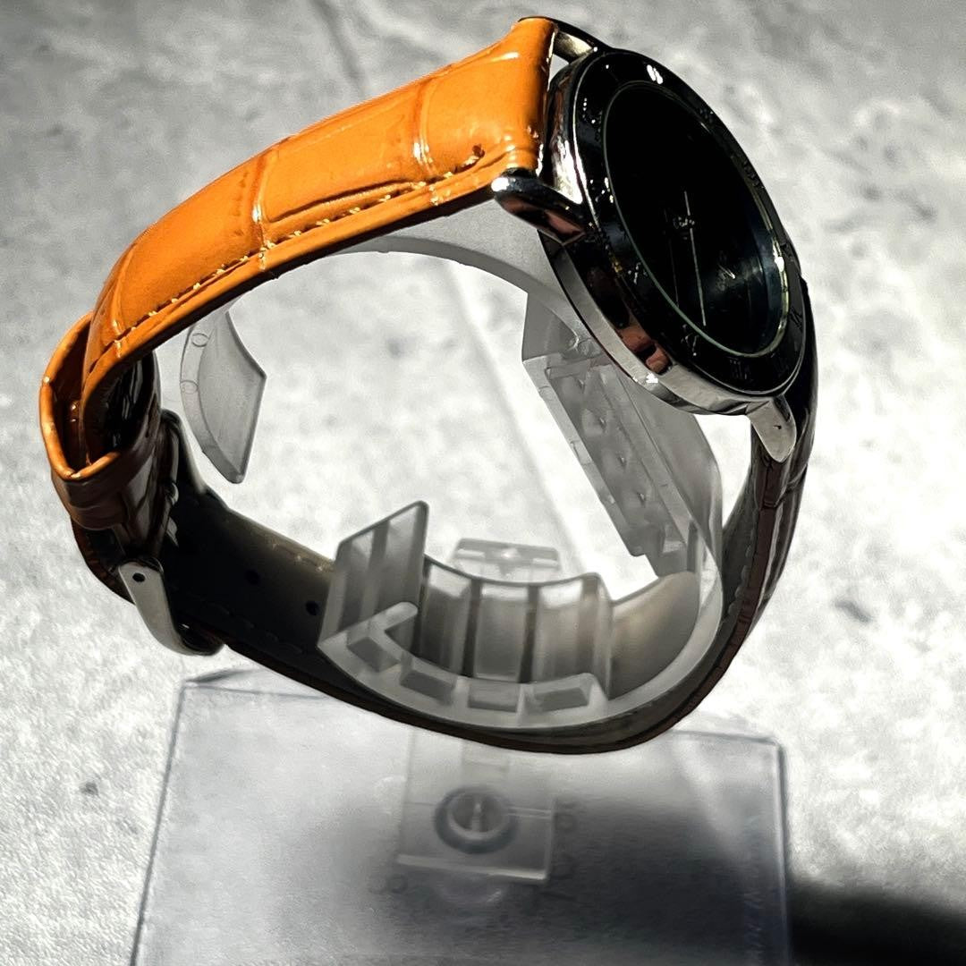 Leather strap SAAD onyx dial Roman numeral watch Indian #PFJ2VL