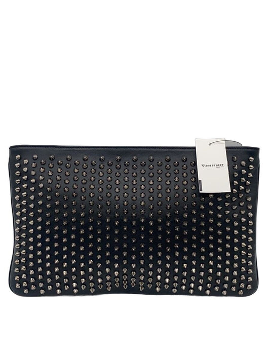 Christian Louboutin LOUBIPOSH NV CLUTCH CALF PARIS Studded Leather Black #QYKKR0
