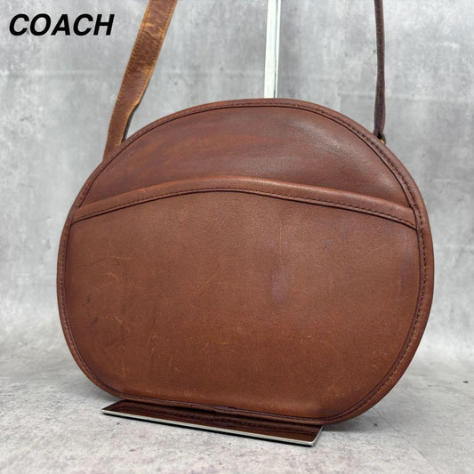 COACH Old Coach shoulder bag, round shape, leather, brown. #QYGIQL