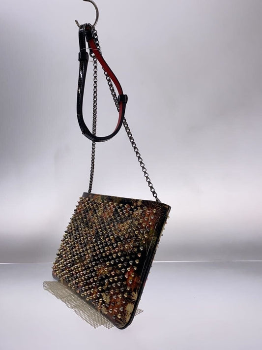 Christian Louboutin 2-Way Clutch Bag, Chain, Enamel, Multicolor, LOUBIPO #QYJI69