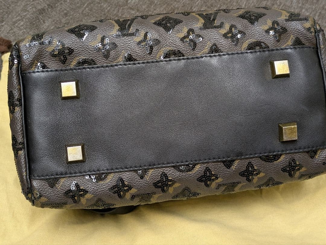 LOUIS VUITTON Monogram Eclipse Speedy 30 Handbag with Sequins #QY9W83