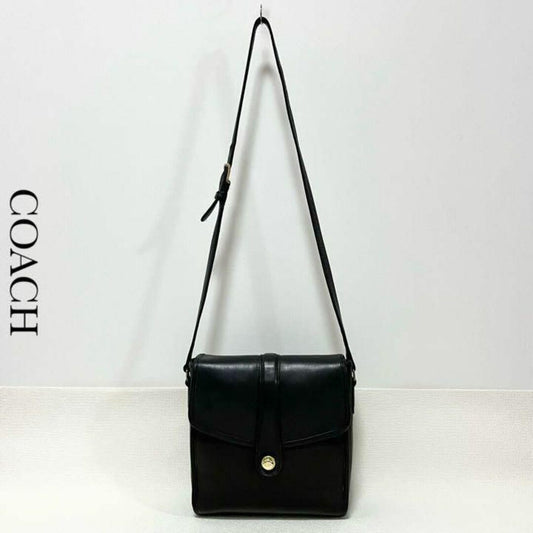 COACH USA OLD Coach Leather Shoulder Bag with Hook Closure Blue #QY7B1G