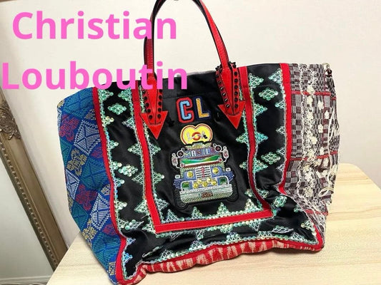 Christian Louboutin Canvas x Satin Manila Kaba Tote #QY1PV4