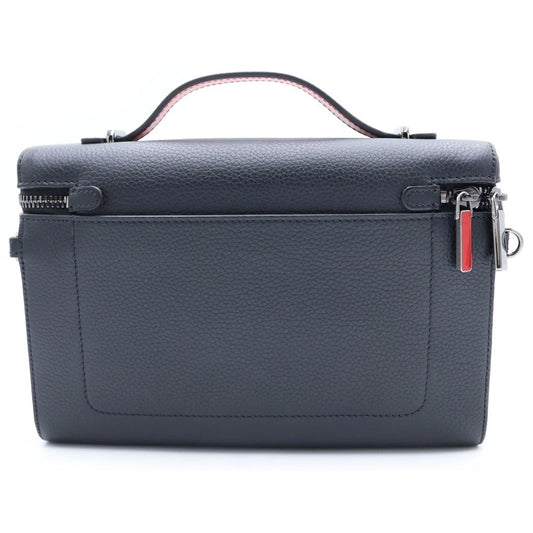 CHRISTIAN LOUBOUTIN Kipi Pouch 2-way Shoulder Bag/Handbag, Black x Red L #QYEKQ7