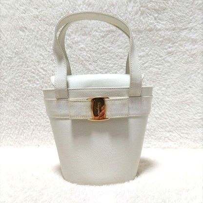 FERRAGAMO Ferragamo Vara Ribbon Gold Hardware Grained Leather Bucket #QY7I77