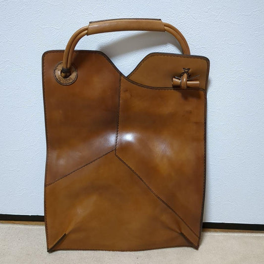 BERLUTI Armour Calligraphy Scritto Leather Tote Bag Brown #QYF1HZ