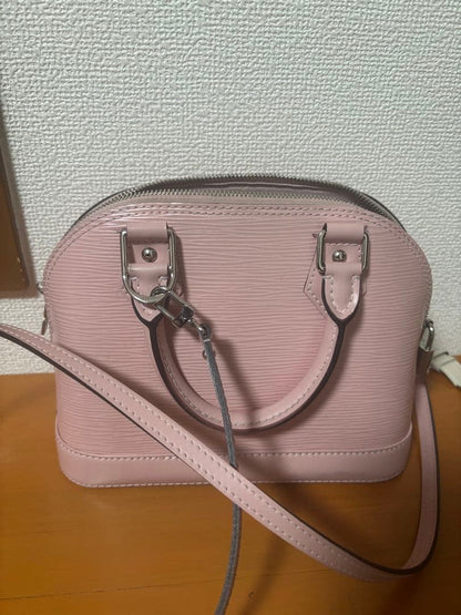 LOUIS VUITTON Alma BB Rose Ballerine 2-Way Handbag #QYG37O