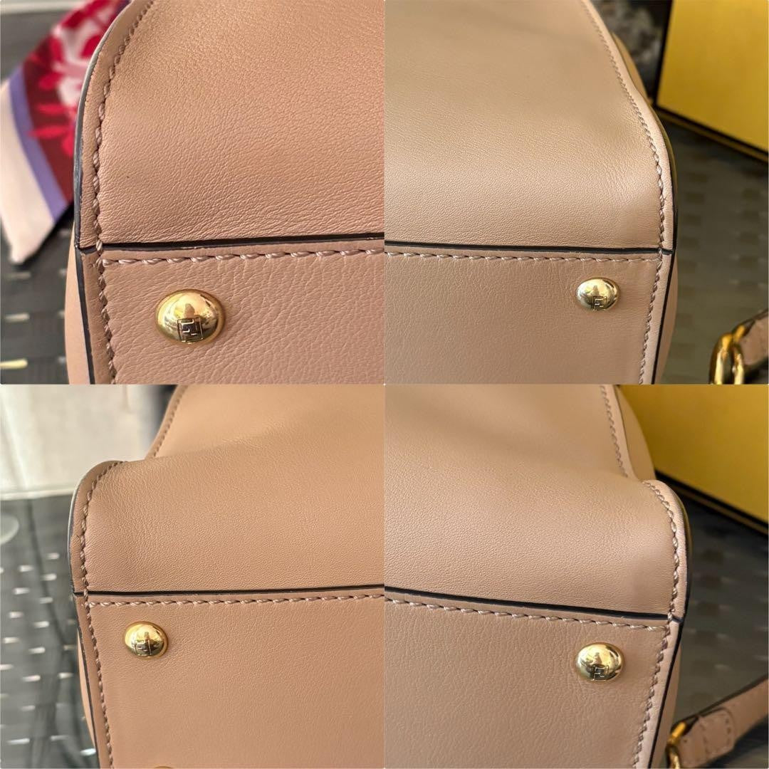 FENDI Peekaboo Medium Brown Calfskin Leather Handbag w/Scarf #QY5DL1