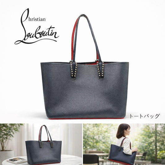 CHRISTIAN LOUBOUTIN tote bag, navy x red studs #QYHSG6