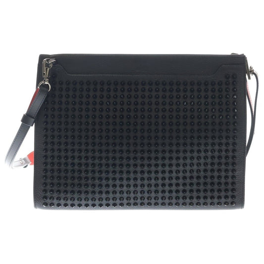 CHRISTIAN LOUBOUTIN Sky Pouch Studded Calf Leather Shoulder Bag, Black #QYJXMH