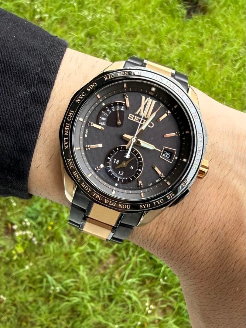 Seiko Brightz Men's Watch, Solar Powered, Black Dial, Titanium #QYHSVZ