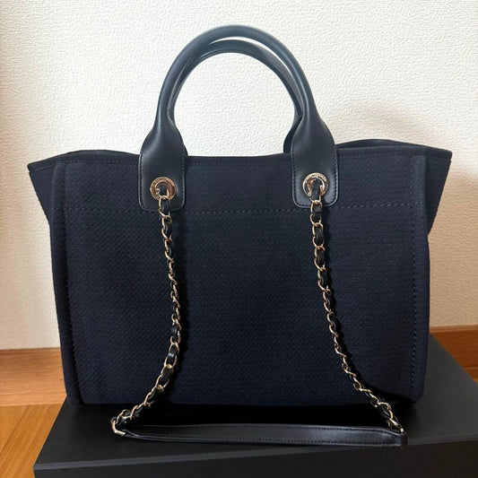 CHANEL Shopping Bag Small Black Quilted Matelasse Handbag withBox #QYABH3