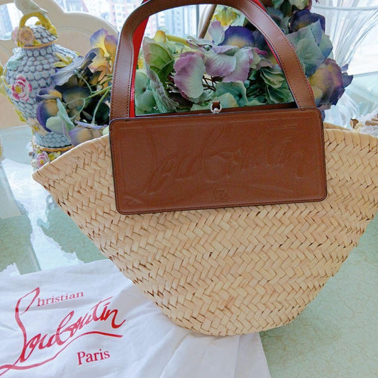 Christian Louboutin Leather Basket Bag Shoulder Bag with Logo #QYKD1L