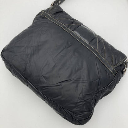 GUCCI Quilted Messenger Bag Black Nylon Leather Patch Embroidery #QY0V72