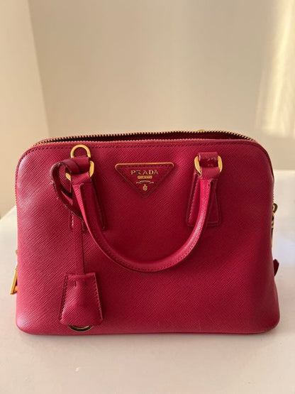 PRADA Saffiano Leather Handbag, Red #QYFVS4