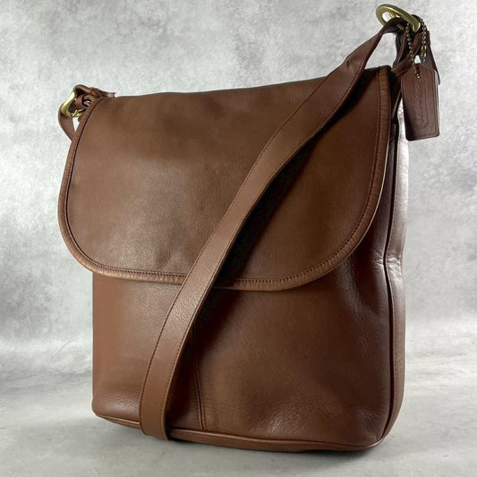 COACH Old Coach Shoulder Bag Leather 4115 Brown USA #QYJIO7