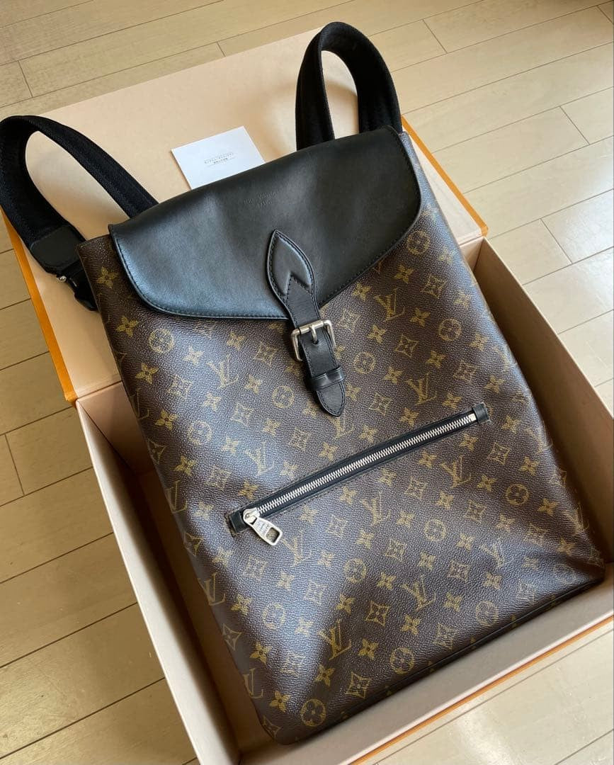 LOUIS VUITTON Parc Backpack Monogram Macassar Flap Buckle #QYKL19