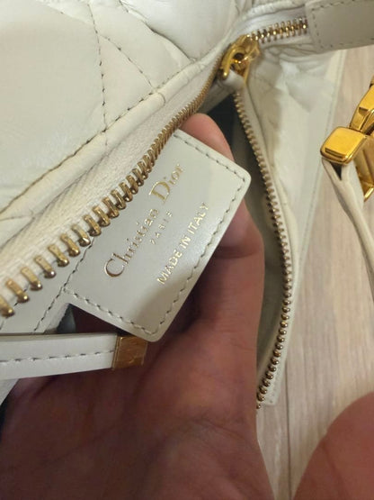 Dior Nomad Pouch Cannage Shoulder Bag for Women, White #QYBF3Y