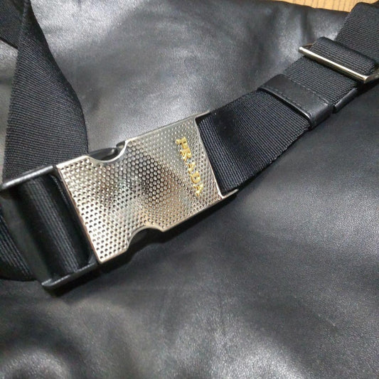 Classic PRADA Leather Shoulder Bag, Deadstock Black #QYFVE3