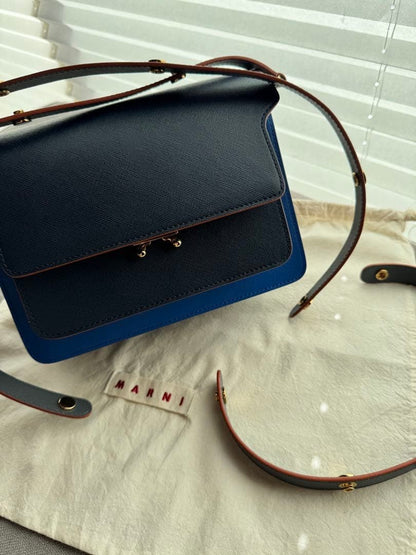 MARNI Trunk Bag M Navy Blue #QYC2HZ