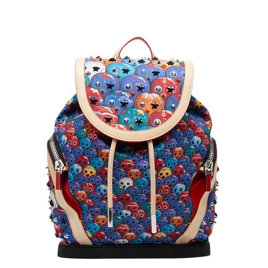 Christian Louboutin Explorer Funk Skull Backpack, Multicolor Nylon #QY1ABS