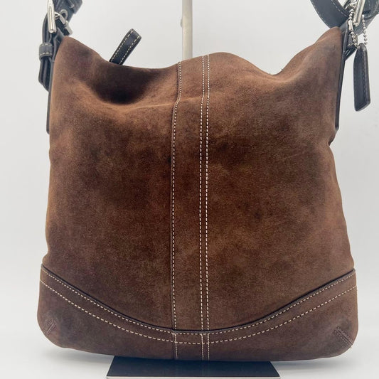 COACH Coach Shoulder Bag Suede Leather Brown #QY25HL
